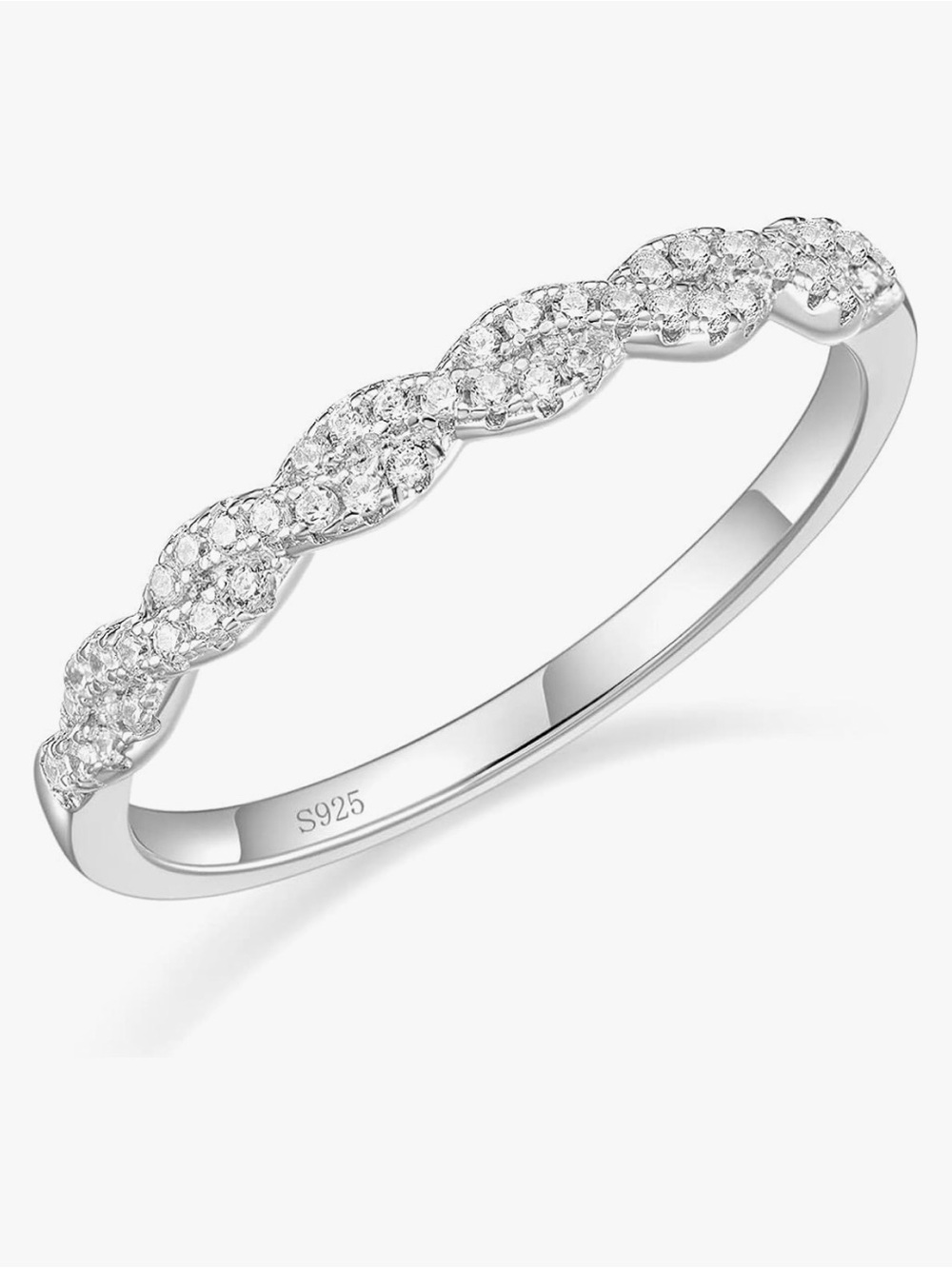 2 Sterling Silver Pavé CZ  Rings - stackable